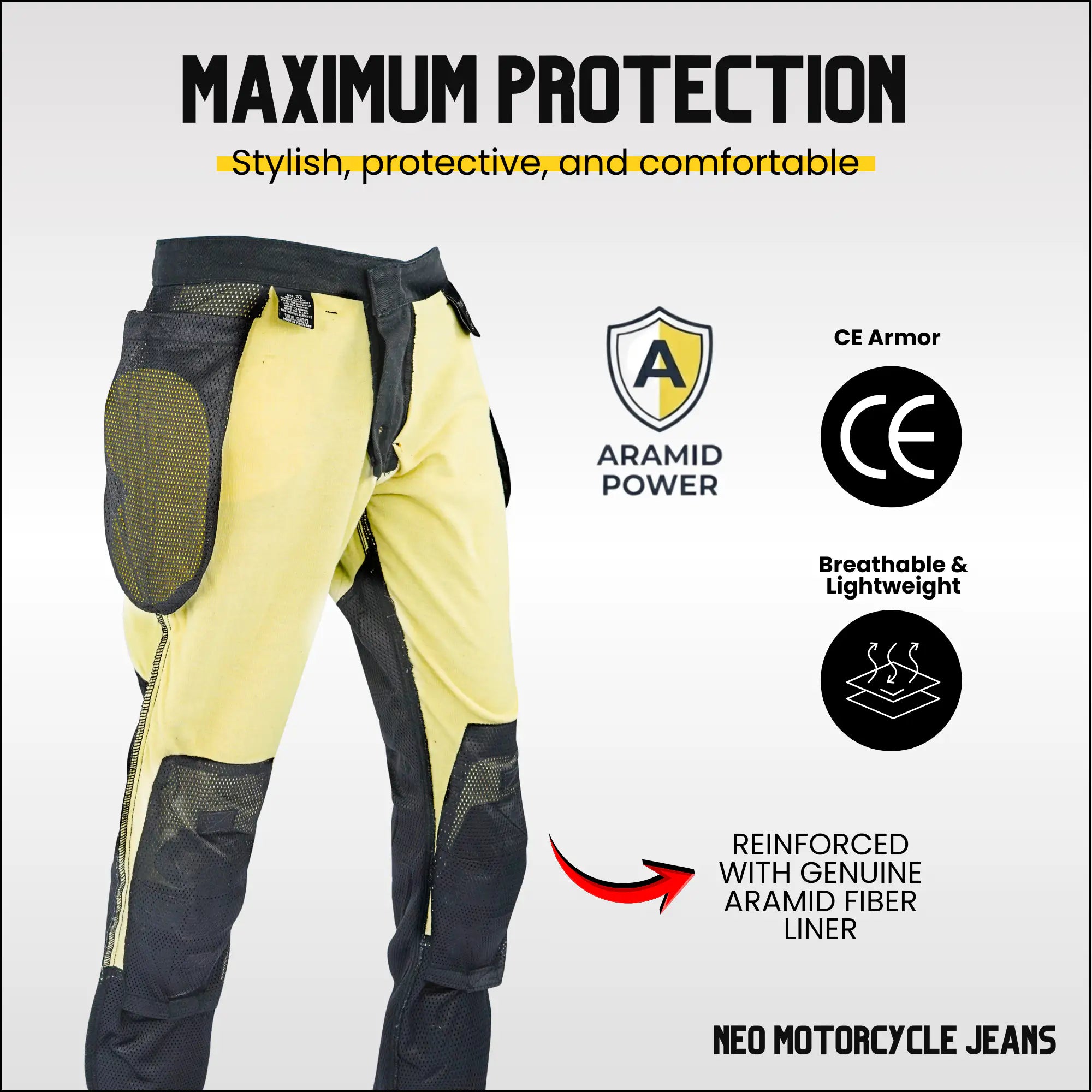 NEO MENS Motorcycle Jeans – Blue lined with Aramid fiber and Free knee & Hips Armors