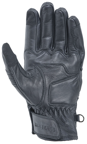 NEO Black Motorcycle Short Billy Hand Protective Leather Gloves