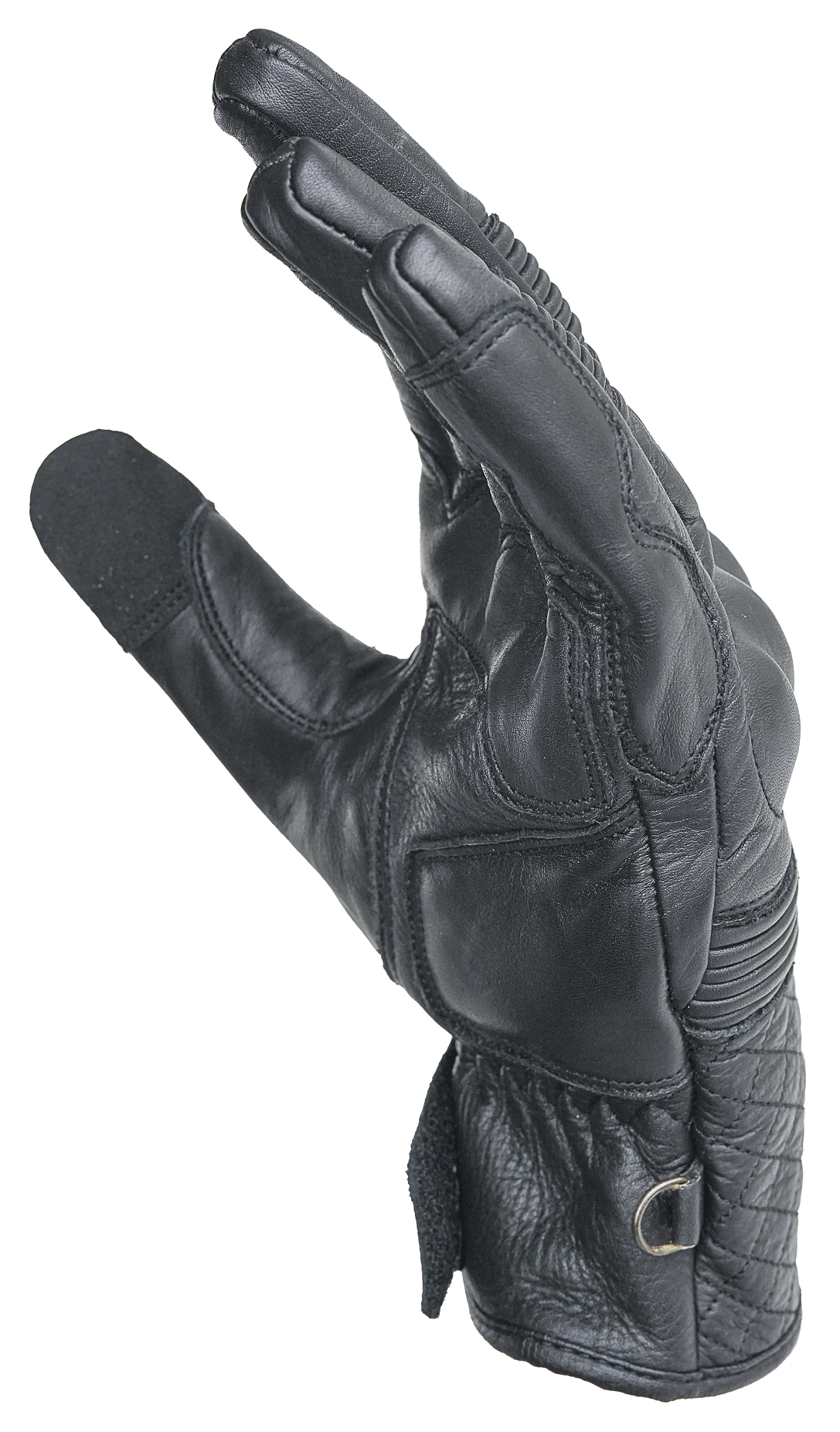 NEO Black Motorcycle Short Billy Hand Protective Leather Gloves