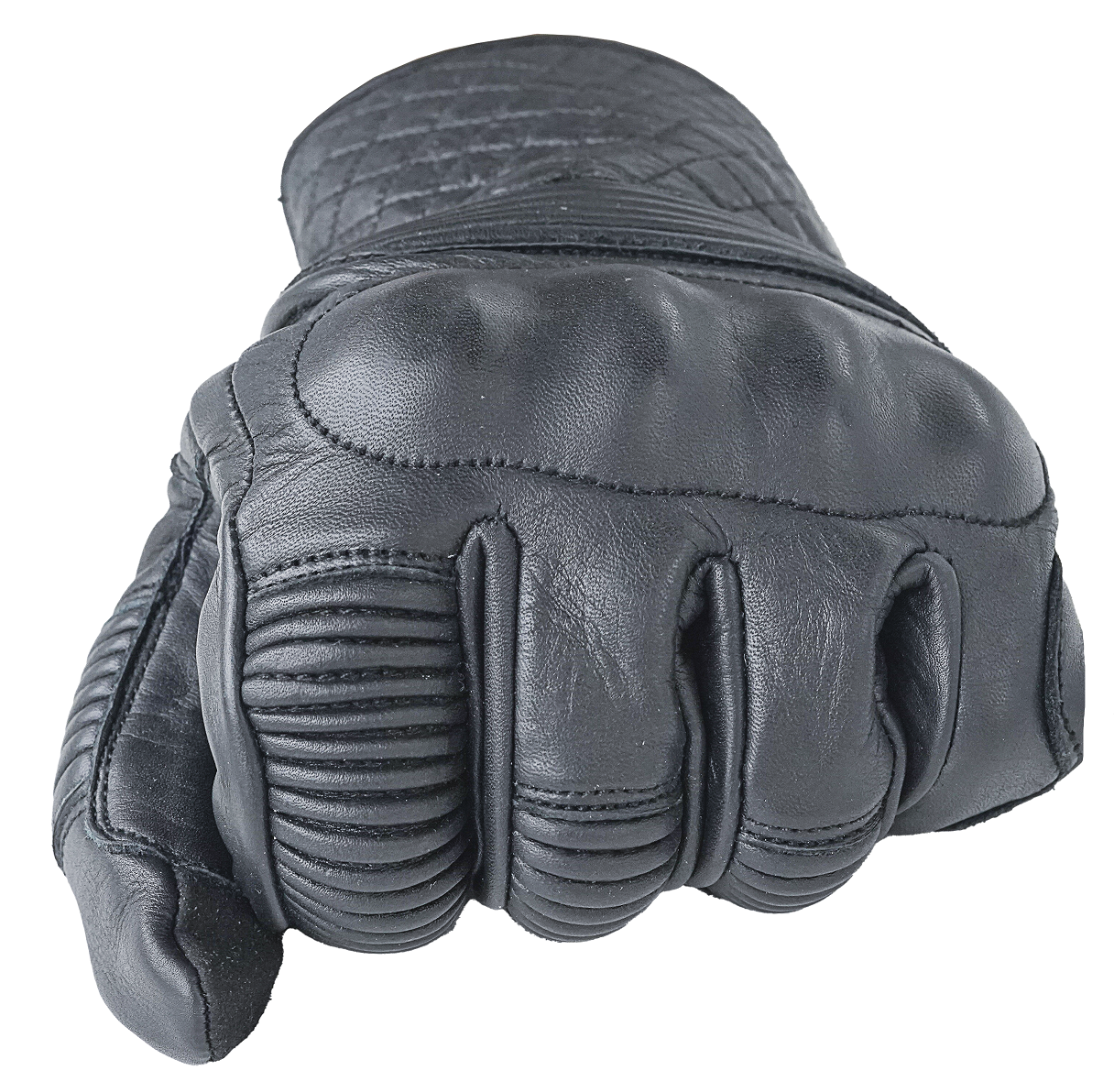 NEO Black Motorcycle Short Billy Hand Protective Leather Gloves