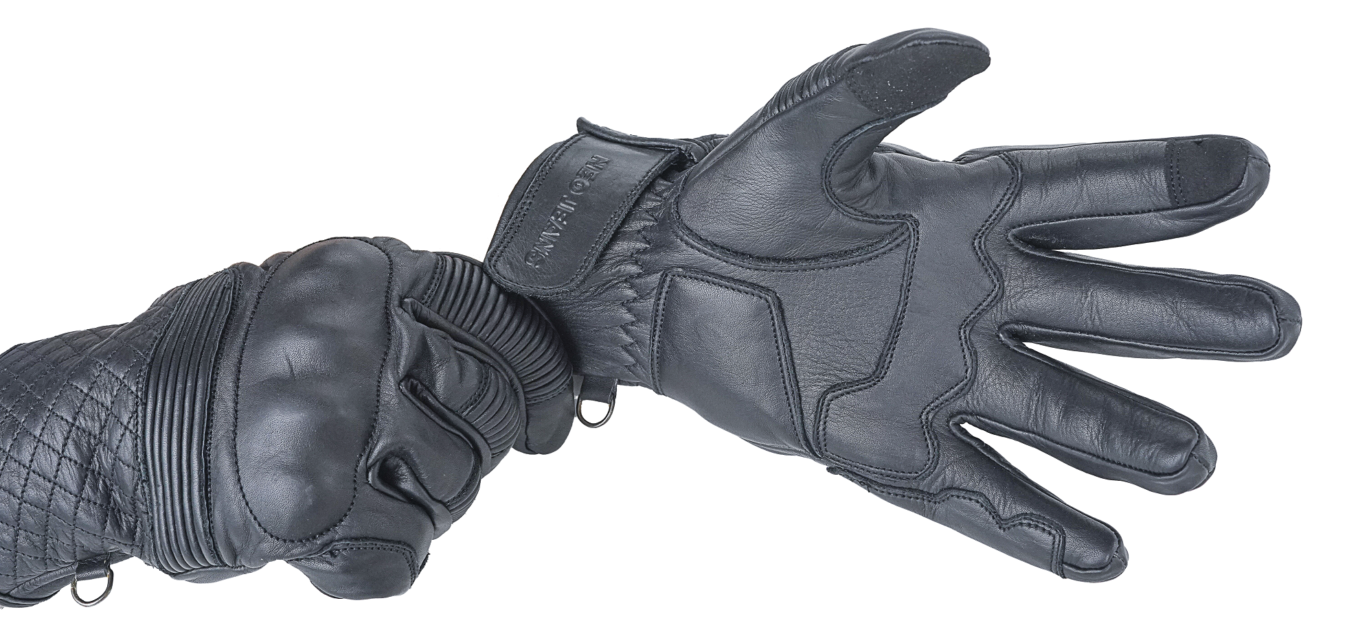 NEO Black Motorcycle Fast Track Hand Protective Leather Gloves