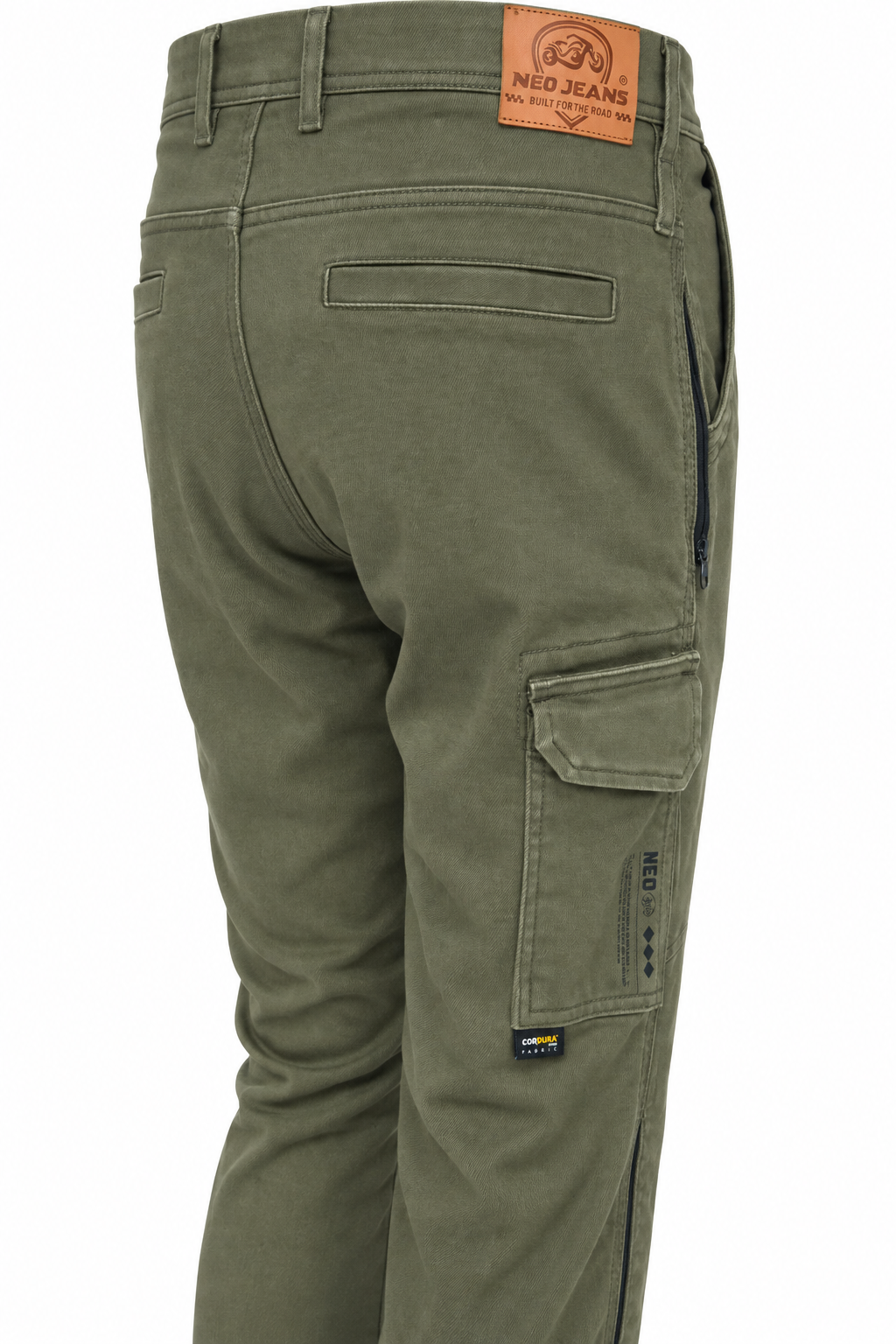 NEO CE AA RYDEN CARGO PANT – GREEN - OLIVE | Ultimate Protection With CE Fabric, CE Hip and Knee Armors