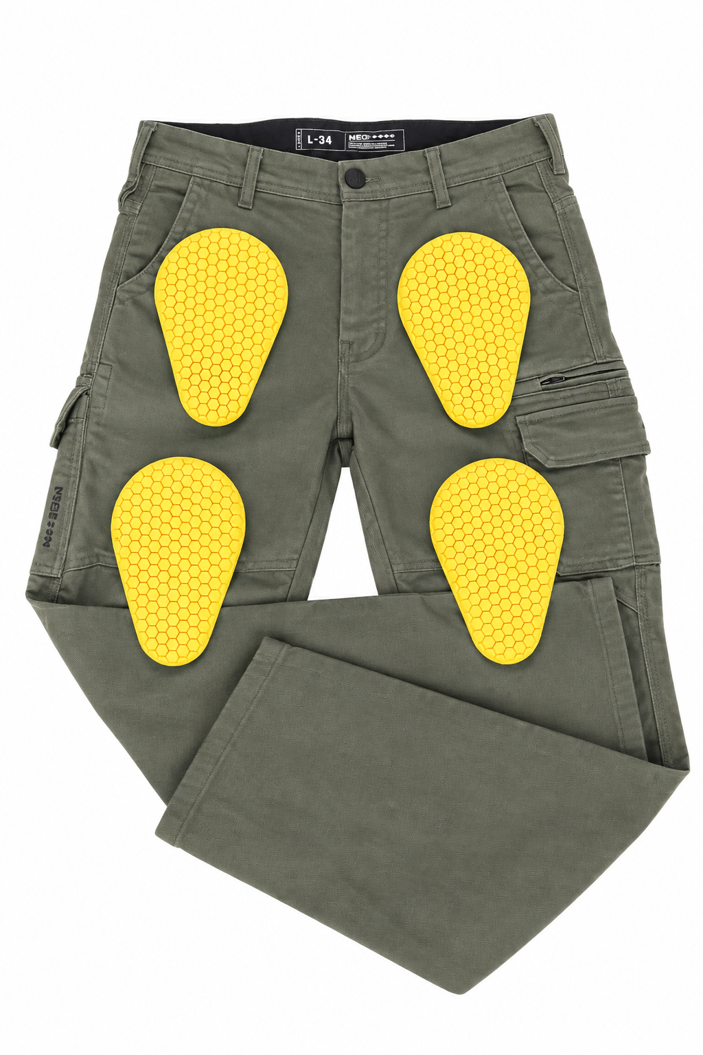 NEO CE AA RYDEN CARGO PANT – GREEN - OLIVE | Ultimate Protection With CE Fabric, CE Hip and Knee Armors