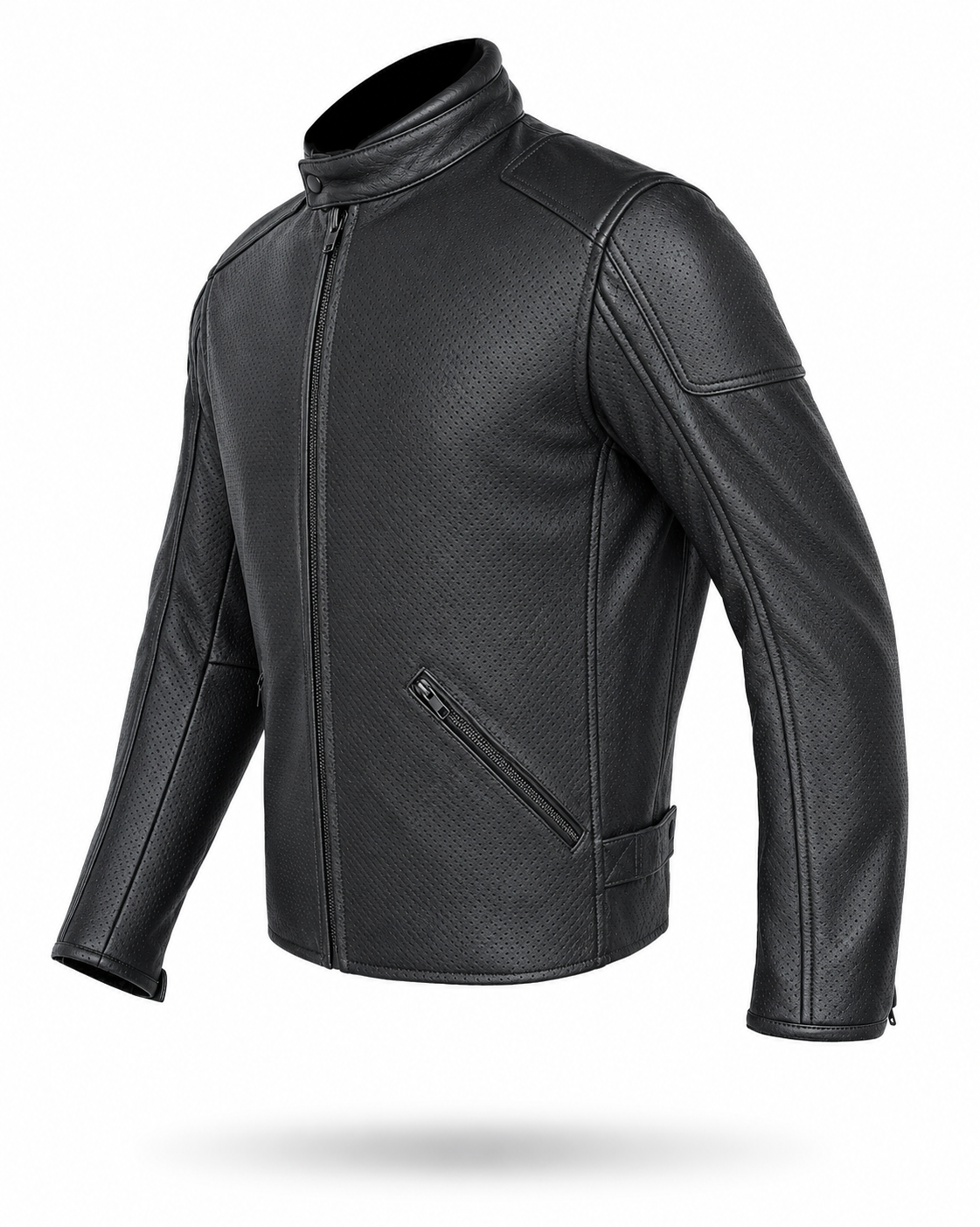 Motorcycle Oakwood 100% Cowhide Leather Jacket by Neo Jeans Black Color with removable CE Level 2 armor