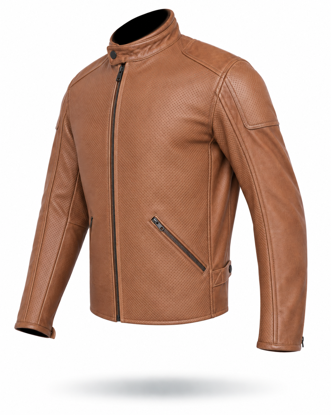Motorcycle Oakwood 100% Cowhide Leather Jacket by Neo Jeans Brown Color with removable CE Level 2 armor