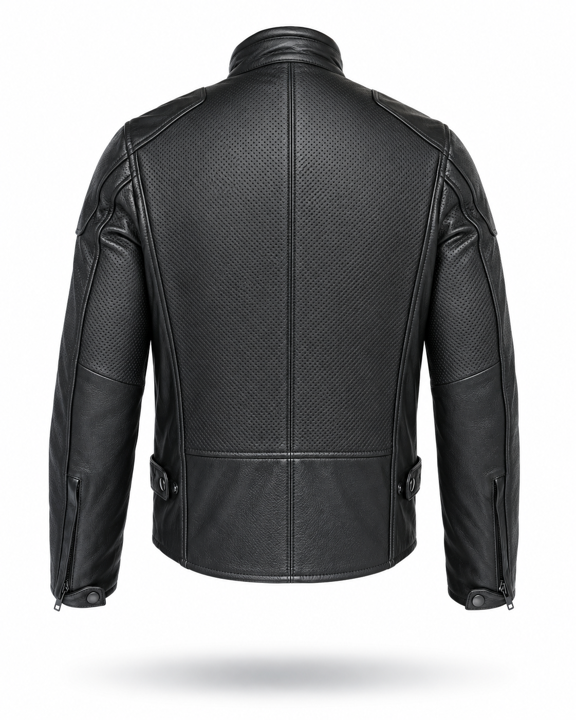 Motorcycle Oakwood 100% Cowhide Leather Jacket by Neo Jeans Black Color with removable CE Level 2 armor