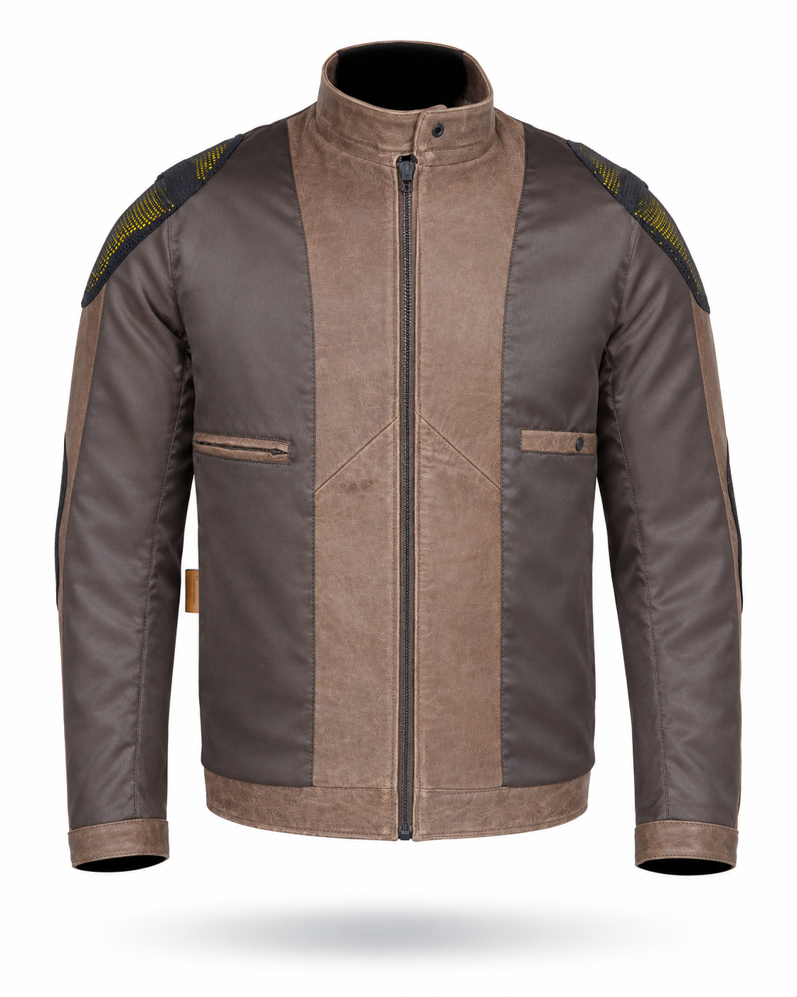 Motorcycle Cruiser 100% Cowhide Leather Jacket by Neo Jeans Brown Color with removable CE Level 2 armor