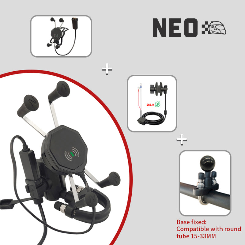 NEO Motorcycle Mobile Mounts  U- Bolt Base and Wireless charging
