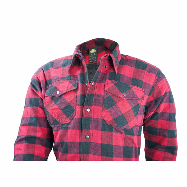 MOTORCYCLE RIDING FLANNEL SHIRT REINFORCED WITH KEVLAR – RED – Neo ...